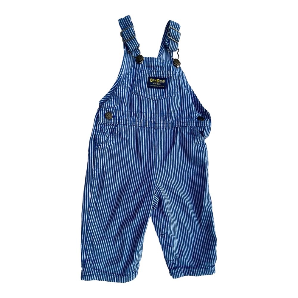 Vintage OshKosh B’Gosh Overalls Vestbak Blue Railroad Stripe 18m USA Conductor